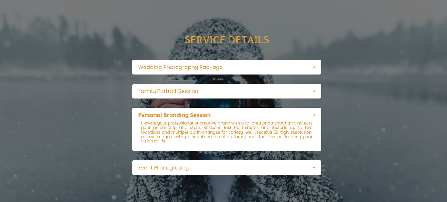 Interactive photo and text dropdown