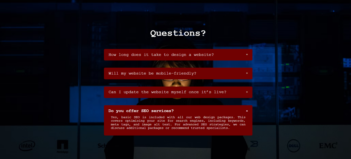 Interactive photo and text dropdown