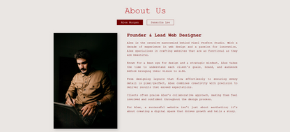 Interactive buttons, photo and text